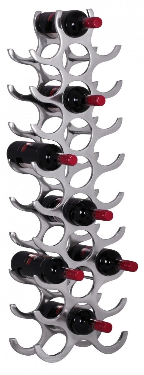 Estante para Vino de Aluminio Plateado 27 Botellas 31x98x14 cm | Diseño Moderno Estante para Vino de Aluminio Plateado 27 Botellas 31x98x14 cm | Diseño Moderno