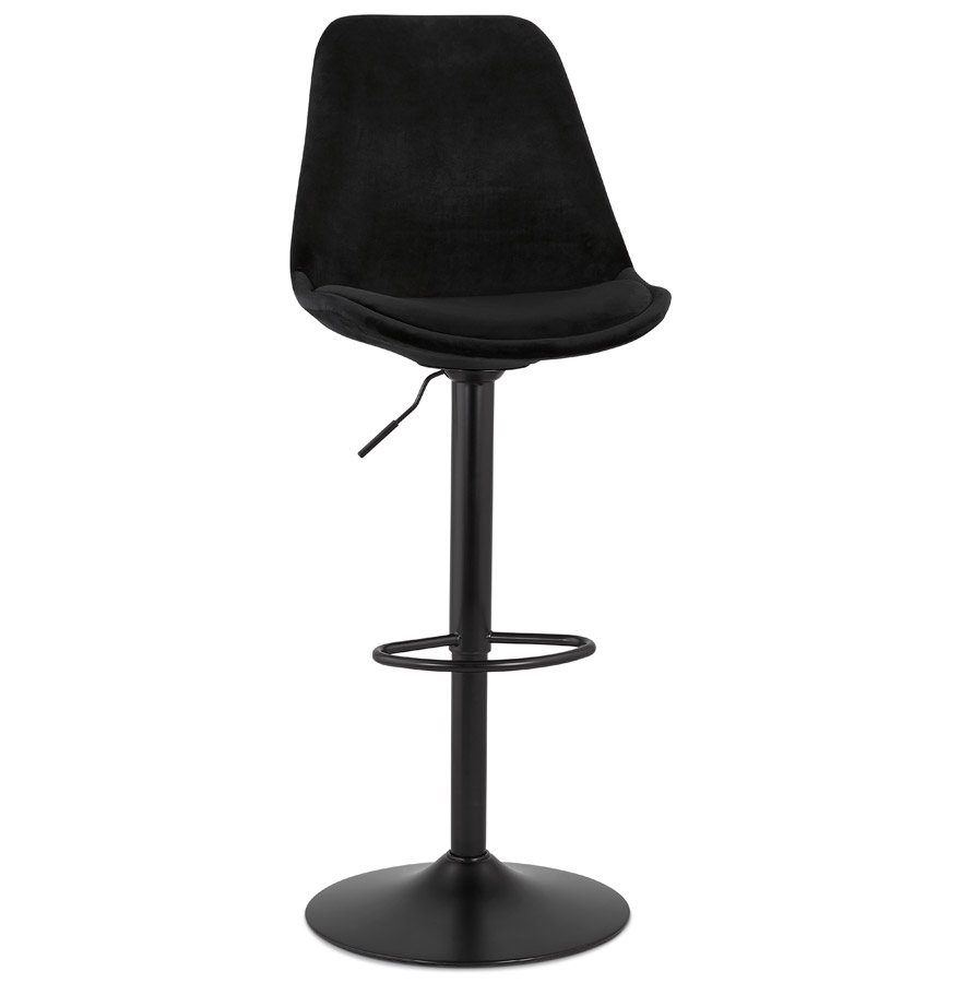 Taburete ajustable MIKE | Terciopelo negro y patas negras | Altura 123 cm