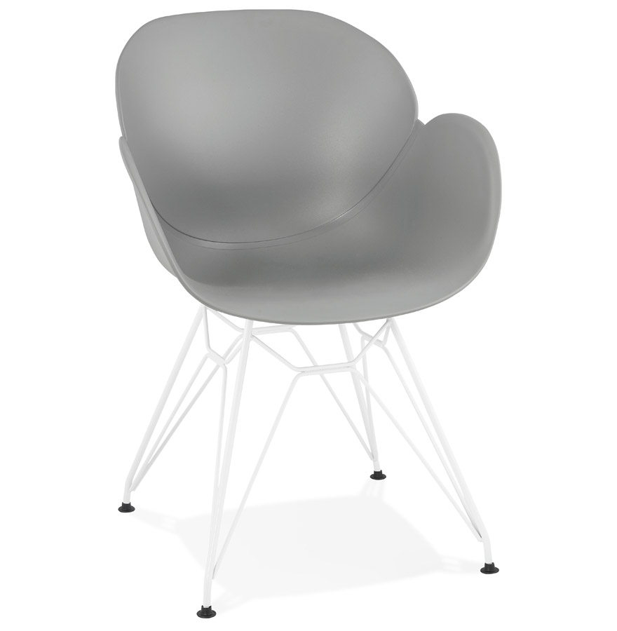 Alterego Sillón FIDJI Color Montura Blanco Asiento Gris