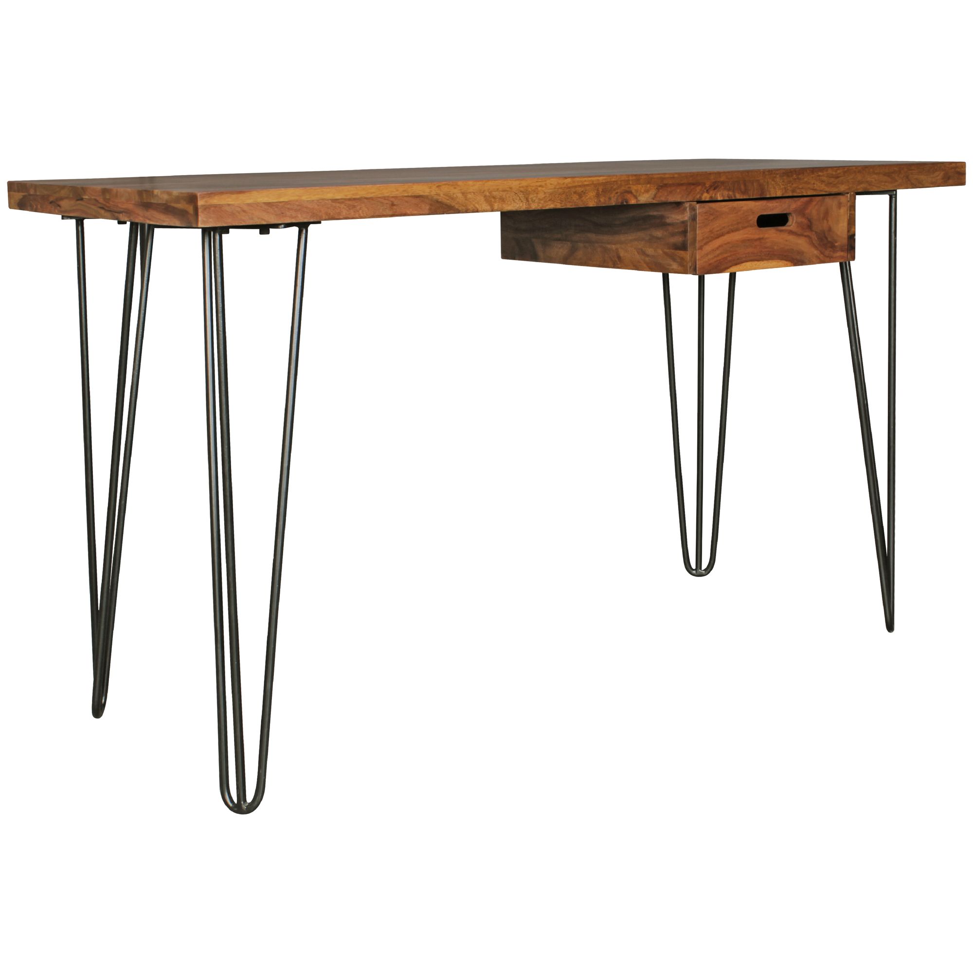 Escritorio bagli marrón 130 x 60 x 76 cm de madera maciza mesa portátil sheesham naturaleza