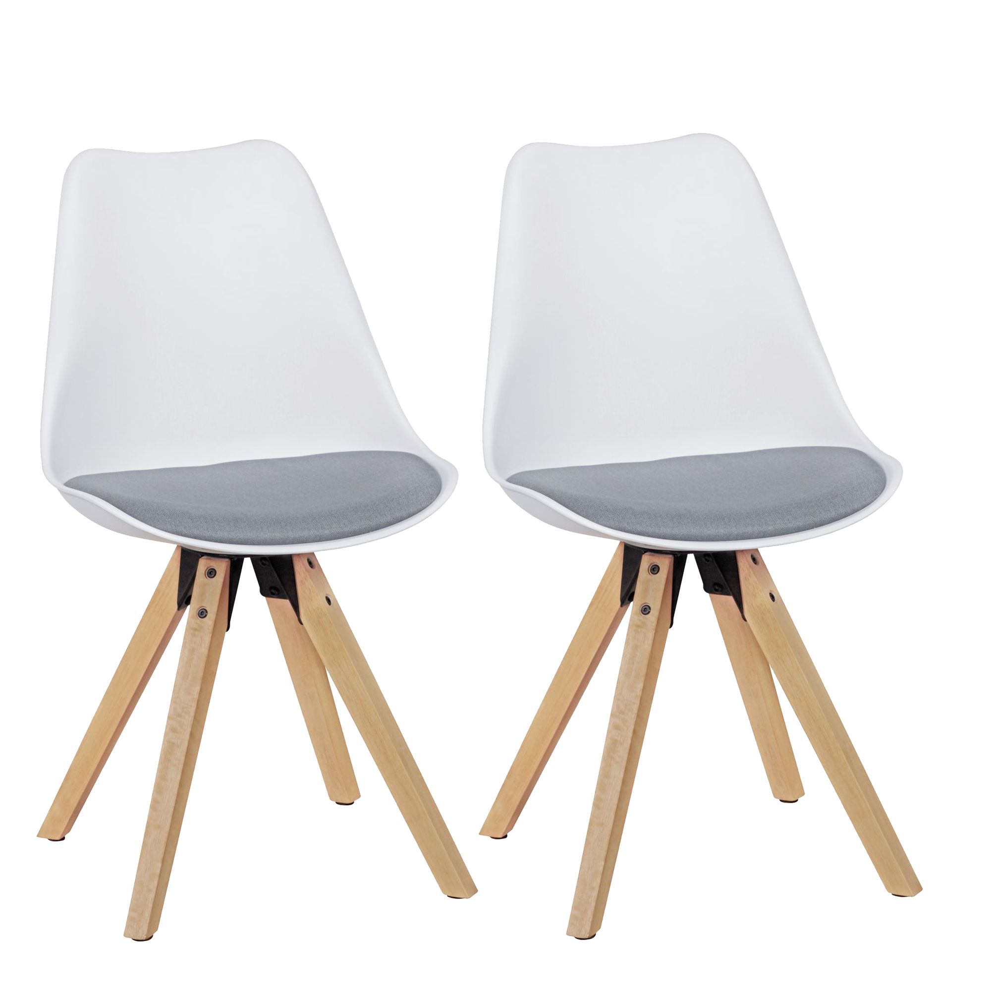 2 Sillas de comedor retro LIMA blanco/gris | tapizado de tela | 49x87x52 cm