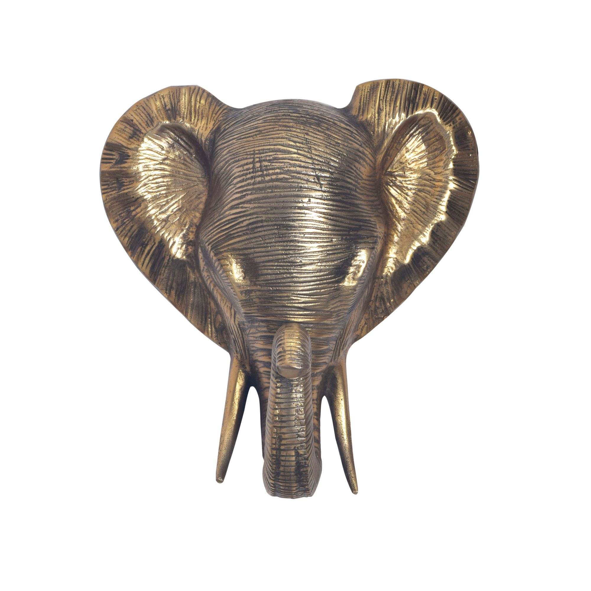 Decoración de pared elefante aluminio dorado | 41 cm | Escultura exótica
