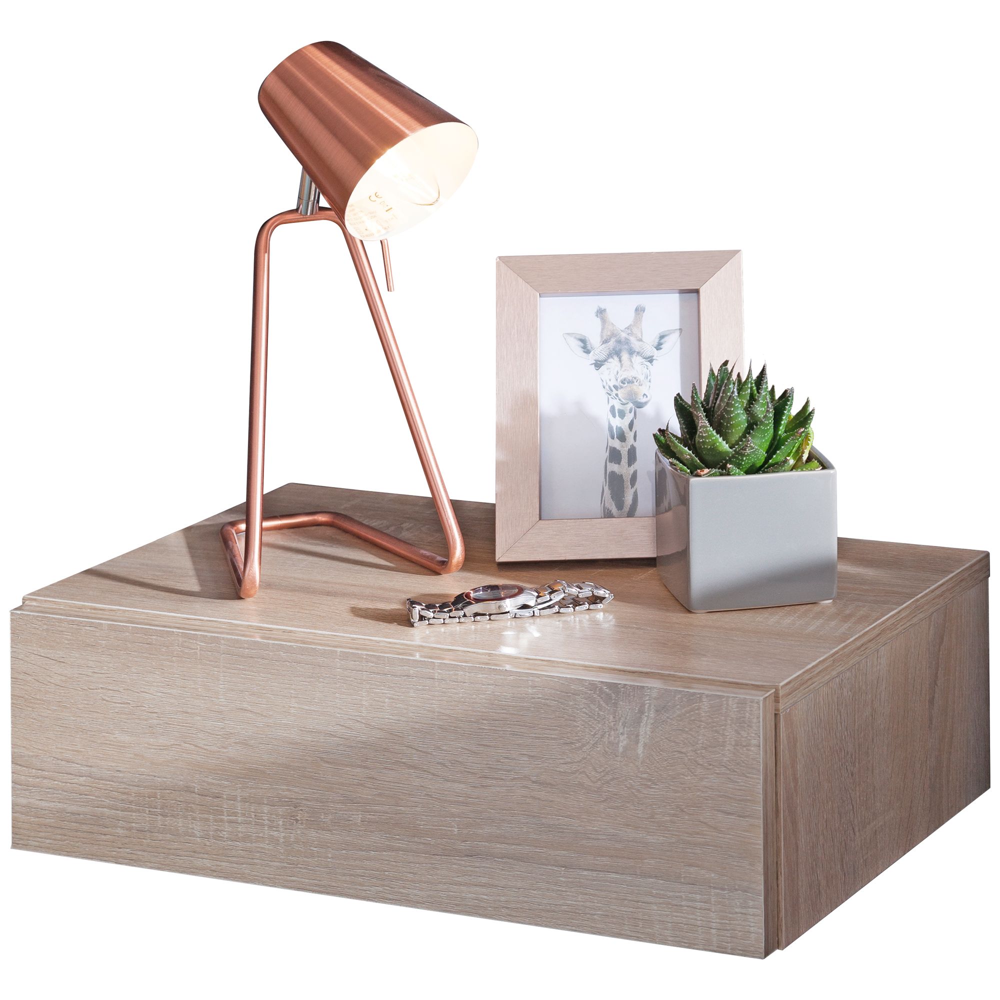 Consola de noche de pared madera Sonoma | Color Sonoma | 46x15x30 cm