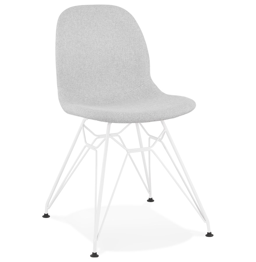 Silla 'DECLIK' gris claro de tela con patas metálicas blancas | 49x49x83 cm
