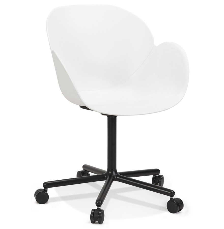 Silla de oficina 'ORION' blanca con reposabrazos | Metal pintado negro | 59x59x85 cm