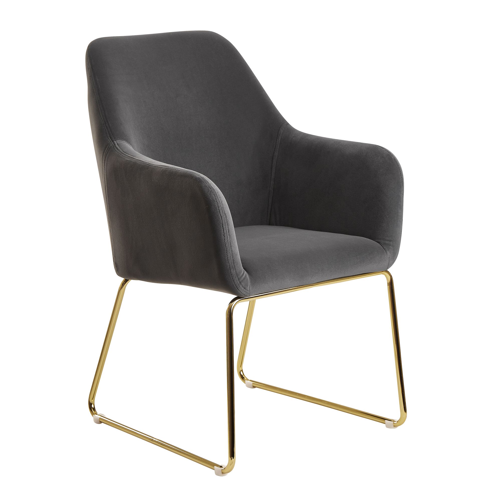 Comedor  silla de cocina de terciopelo gris oscuro con patas doradas