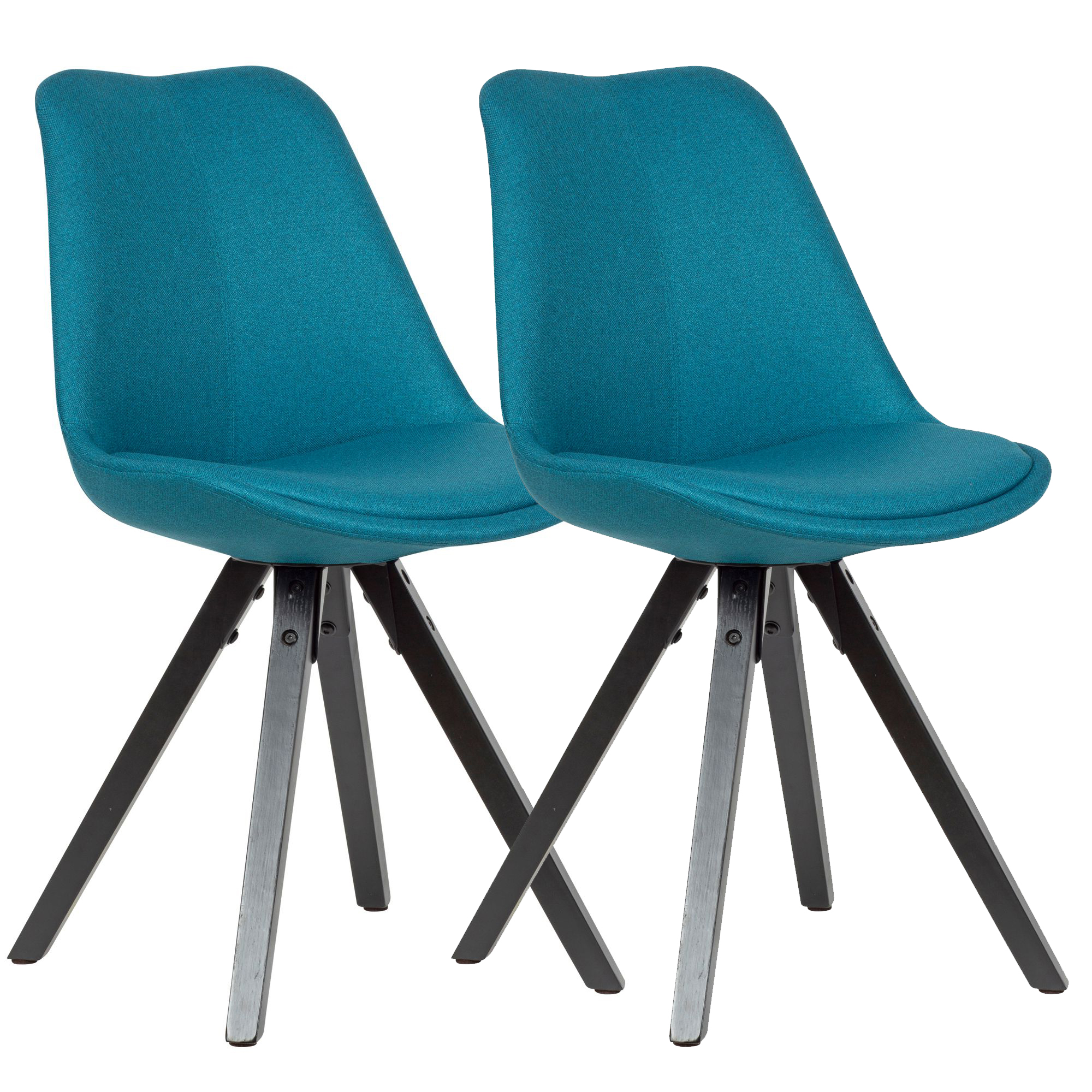 Set de 2 sillas de comedor color petróleo | Tapizado en tela | 87x49x52 cm