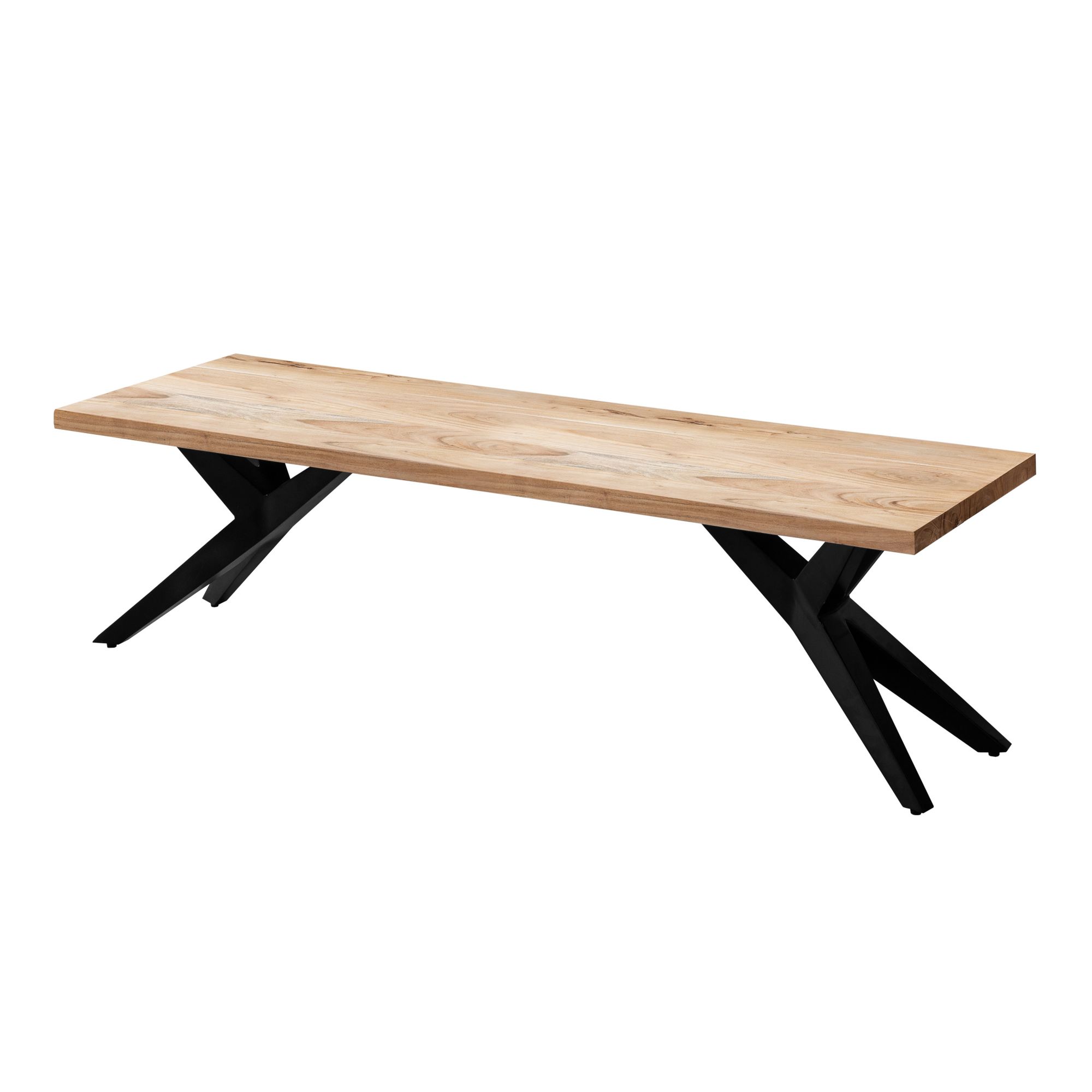 Banco de comedor 120x45x45 cm | Madera maciza de acacia | Metal negro mate