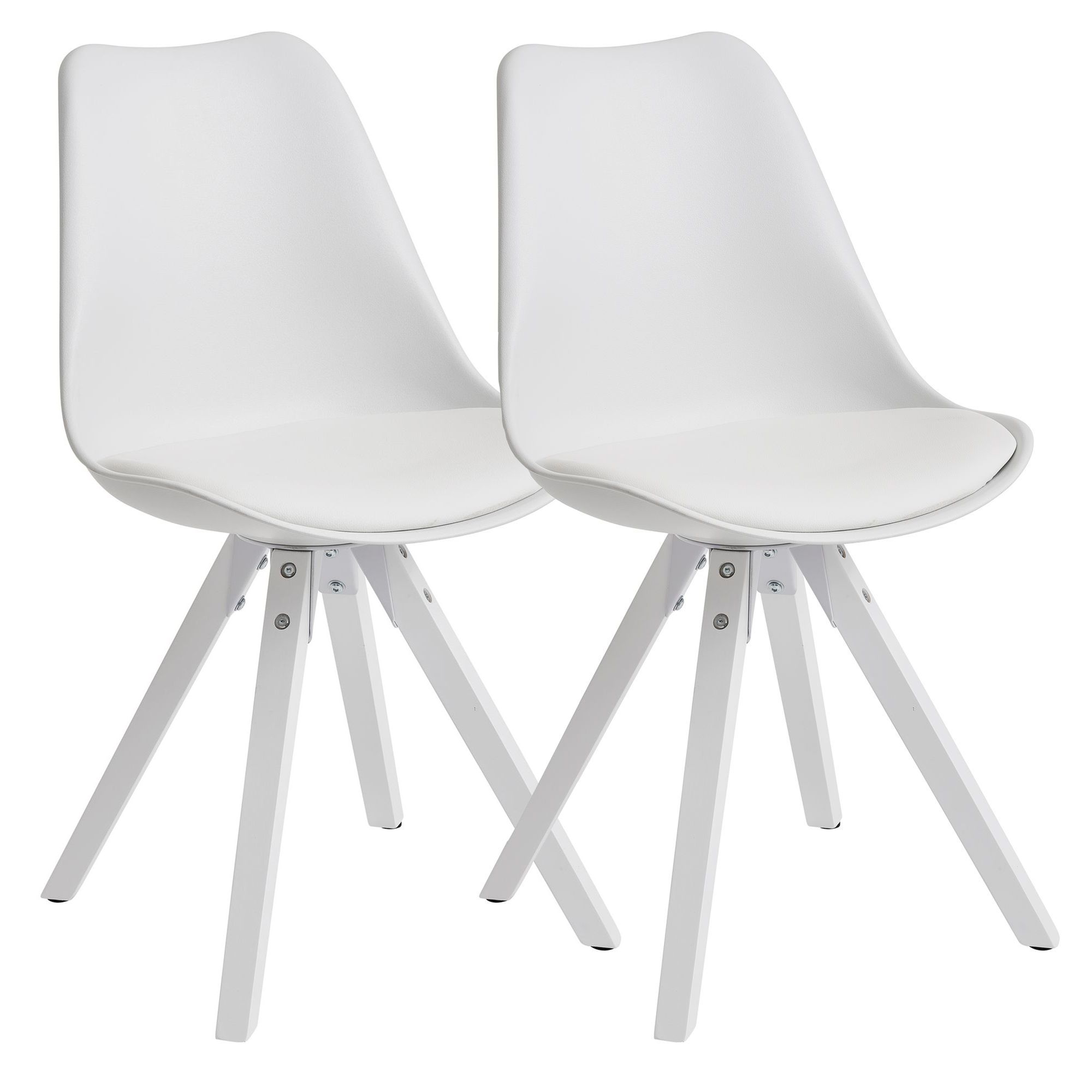 Set de 2 sillas retro comedor blancas | Cuero sintético | 49x87x52 cm
